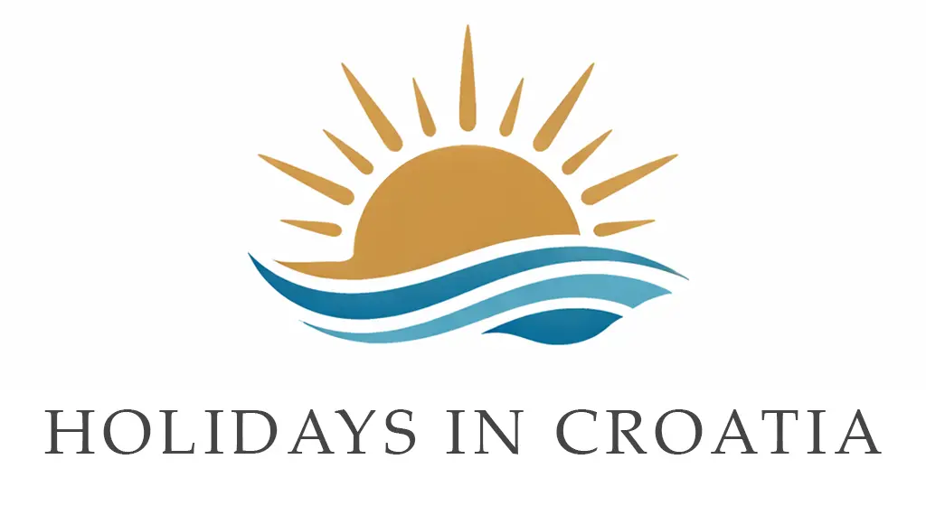 Holidays in Croatia logo featuring a golden sun rising above Adriatic sea waves